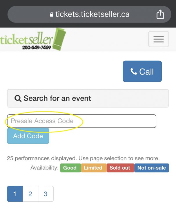 Using a Presale Access Code Ticket Seller Box Office